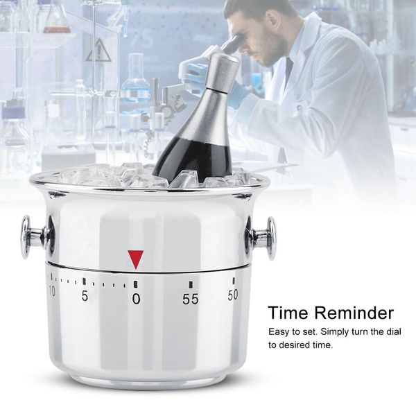 Timer Da Cucina, Promemoria, Timer A Carica Meccanica, Timer Da Cucina In Acciaio Inox Da 60 Minuti, Promemoria Conto Alla Rovescia, Timer Da Cucina A Forma Di Secchio-image