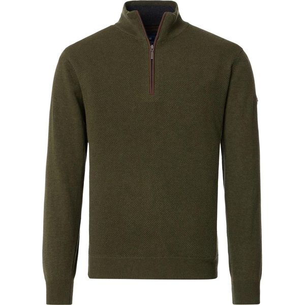 Redmond Casual Uomo Maglia Troyer Cerniera Comfort Cotone Verde Oliva Xxl-image