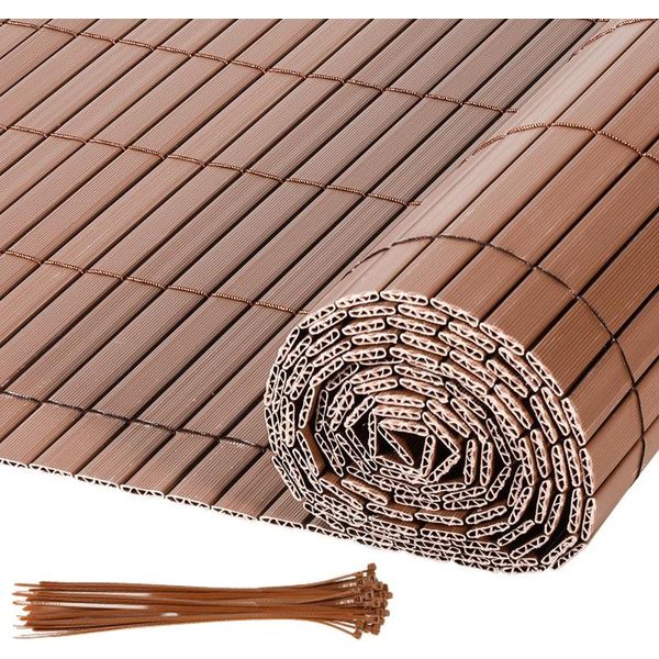 Clanmacy Pvc Privacy Screen Schermo Privacy Per Recinto Giardino Resistente Alle Intemperie Marrone 100X900Cm-image