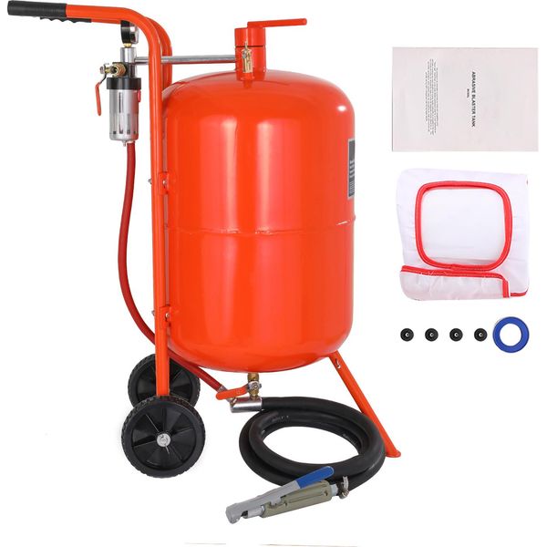 Succebuy Sabbiatrice Da 20 Galloni, Serbatoio Portatile Ad Alta Pressione Da 60-110 Psi, Kit Di Sabbiatura Ad Aria Compressa Con 4 Ugelli In Ceramica E Separatore Olio-Acqua Per Rimuovere Vernice, Macchie E Ruggine-image