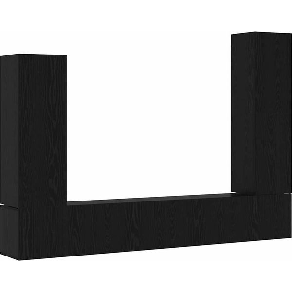 Vidaxl Set Di Mobili Tv 4 Pezzi Look Rovere Nero 30,5 X 30 X 110 Cm-image
