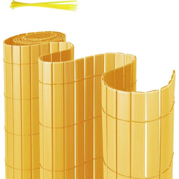 Clanmacy Pvc Privacy Screen Schermo Privacy Per Recinzione Giardino Resistente Alle Intemperie Bambù 180X700Cm-image