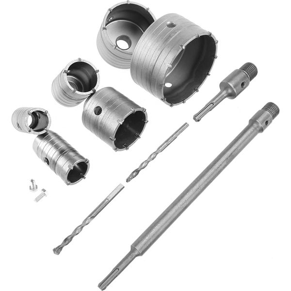 Set Di Punte Per Carotaggi Tct Da 10 Pezzi Con Attacco Sds Plus - Punta Per Muratura In Metallo Duro-image