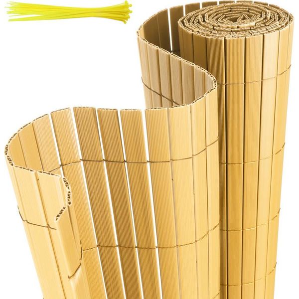 Clanmacy Pvc Privacy Screen Schermo Privacy Per Recinzione Giardino Resistente Alle Intemperie Bambù 180X1000Cm-image