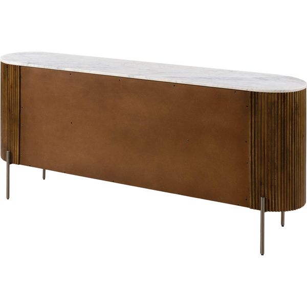 MASSIVMOEBEL24 | Credenza In Legno Di Mango 180X40X76 Laccato Marrone - Marmo Bianco Barcelona #201-image