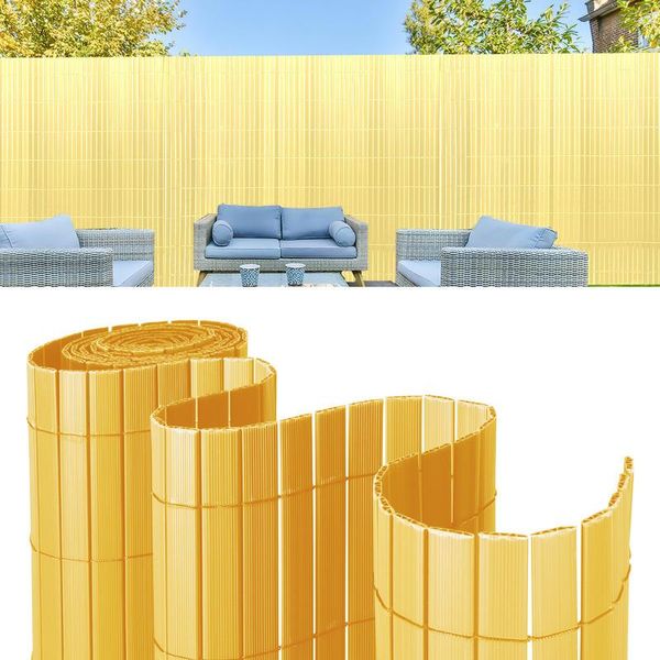 Hengda Pvc Privacy Screen Rinforzo Interno, Balcone Privacy Schermo Con Fascette, Privacy Recinzione Frangivento Impermeabile Senza Foratura Per Balcone Giardino, Bambù 0,9 X 3M-image