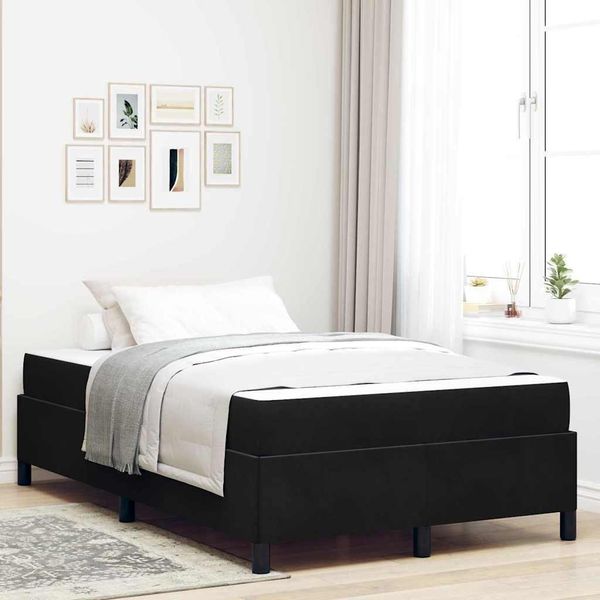 Vidaxl Struttura Letto Con Materasso Nero 120 X 190 Cm In Tessuto-image