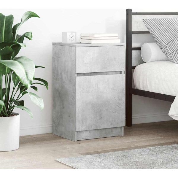 Maison Exclusive - Comodini 2 Pz. Grigio Cemento 39X35X65 Cm Materiale Ligneo-image