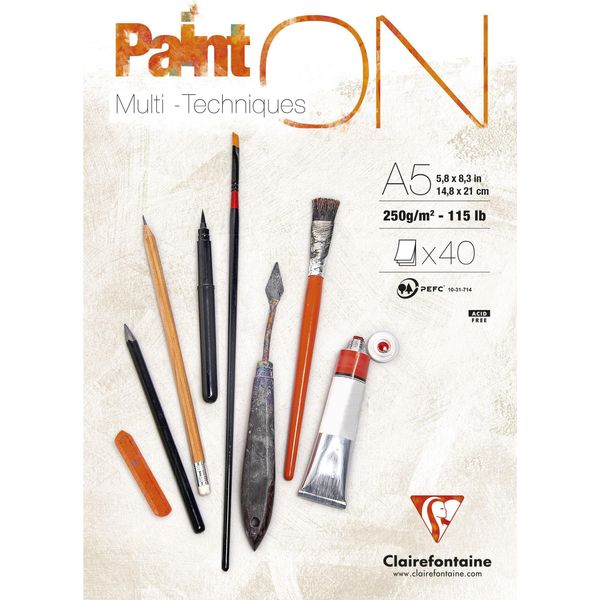 Clairefontaine 4X Painton A Grana Fine, Blocco A5, 40 Fogli Bianco 96538C-image