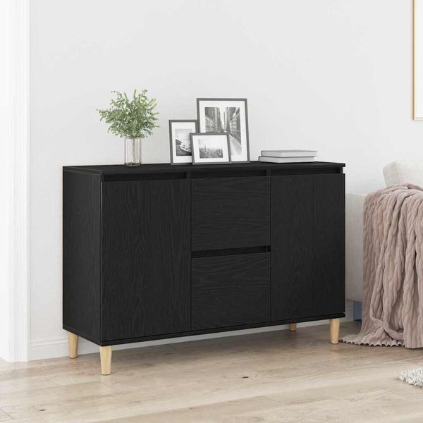 Vidaxl Credenza Con Cassetti Nera 102 X 35 X 60 Cm Materiale A Base Di Legno-image
