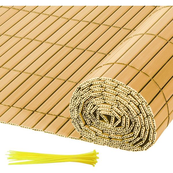 Jopassy Pvc Privacy Schermo Recinzione Privacy Per Recinzione Giardino Resistente Alle Intemperie Bambù 180X900Cm-image