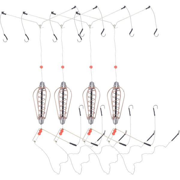 4Pcs Pesca Esca Titolare Gabbia Rimbalzando Cesto Esca Alimentatore Con Accessori Gancio-image