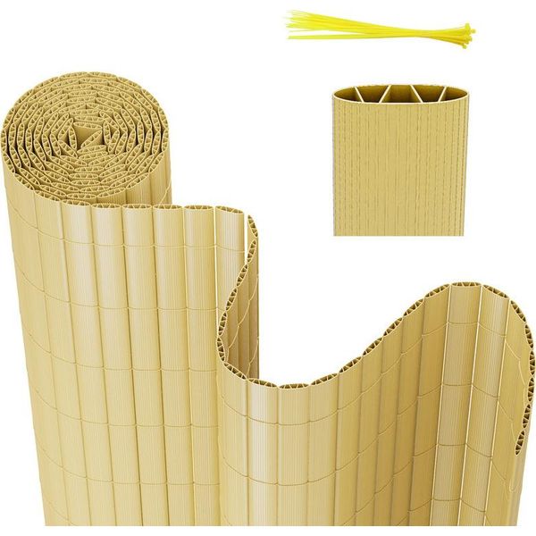 Jayseuw Pvc Privacy Schermo Recinzione Privacy Per Recinzione Giardino Resistente Alle Intemperie Bambù 90X700Cm-image