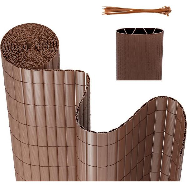 Aopunly Pvc Privacy Screen Schermo Privacy Per Recinzione Giardino Resistente Alle Intemperie Marrone 180X900Cm-image