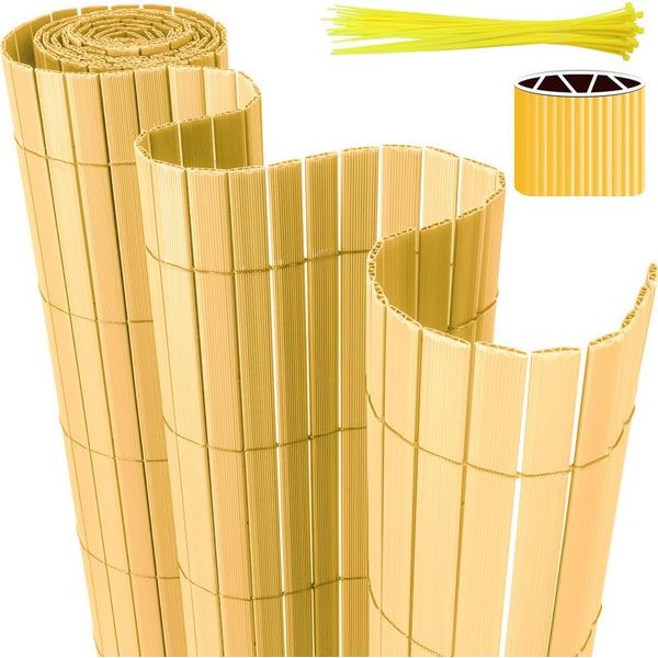 Jopassy Pvc Privacy Schermo Recinzione Privacy Per Recinzione Giardino Resistente Alle Intemperie Bambù 180X1000Cm-image