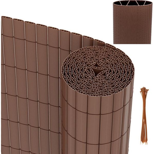Jayseuw Pvc Privacy Schermo Recinzione Privacy Per Recinzione Giardino Resistente Alle Intemperie Marrone 100X300Cm-image