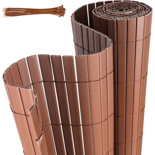 Jayseuw Pvc Privacy Schermo Recinzione Privacy Per Recinzione Giardino Resistente Alle Intemperie Marrone 160X1000Cm-image