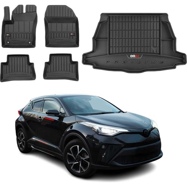 Omac Set Tappetini E Fodera Bagagliaio Per Toyota C-HR 2016-2025 Gomma Nera 5X-image