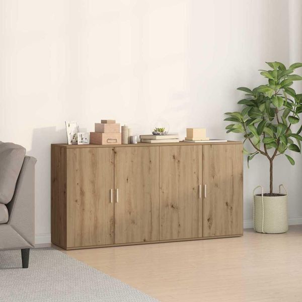 Vidaxl Credenze 2 Pezzi Rovere Artigianale 79 X 38 X 80 Cm Materiale A Base Di Legno-image