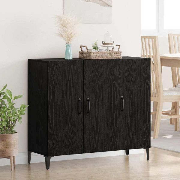 Maison Exclusive - Credenza Effetto Rovere Nero 34 X 90 X 80 Cm Materiale Ligneo-image
