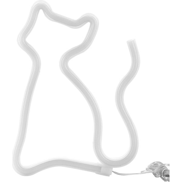Gatto A Forma Di Segno Al Neon Led Luce Al Neon Arte Decorativa Per Matrimonio Festa Usb / Alimentazione A Batteria Blu-image