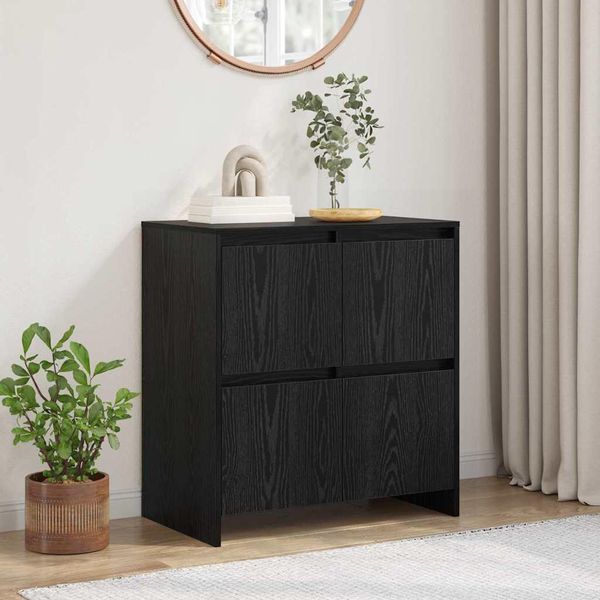 Vidaxl Credenza Look Rovere Nero 70 X 41 X 75 Cm Materiale A Base Di Legno-image