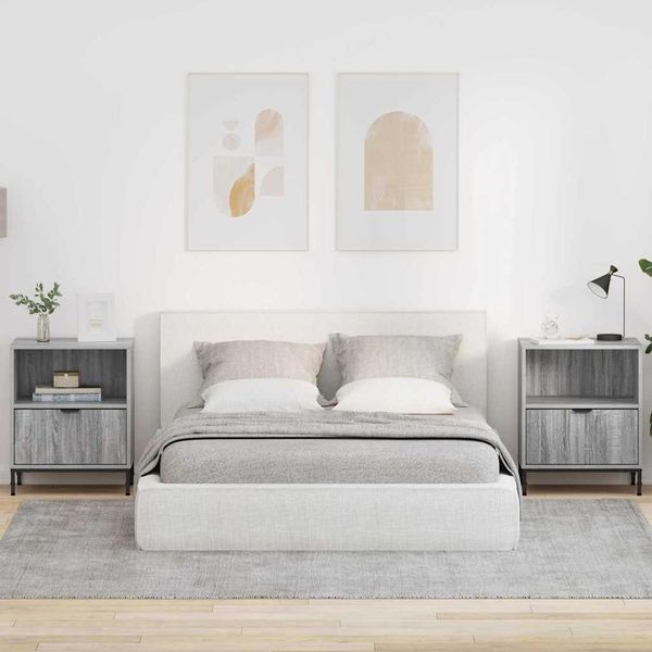Vidaxl Comodini 2 Pezzi Grigio Sonoma 49 X 36 X 61 Cm Materiale A Base Di Legno-image