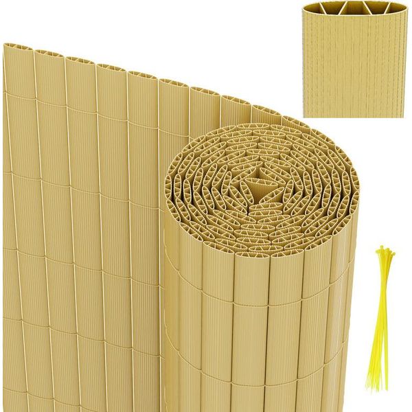 Jopassy Pvc Privacy Schermo Recinzione Privacy Per Recinzione Giardino Resistente Alle Intemperie Bambù 120X300Cm-image