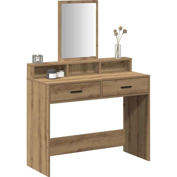 Syfax™ Tavolo Da Trucco Rovere Artigianale 100 X 41 X 140 Cm-image