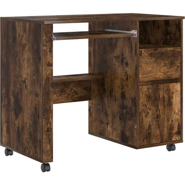 Syfax™ Scrivania Con Ruote Con Cassetto Rovere Fumé 91 X 50 X 77 Cm-image
