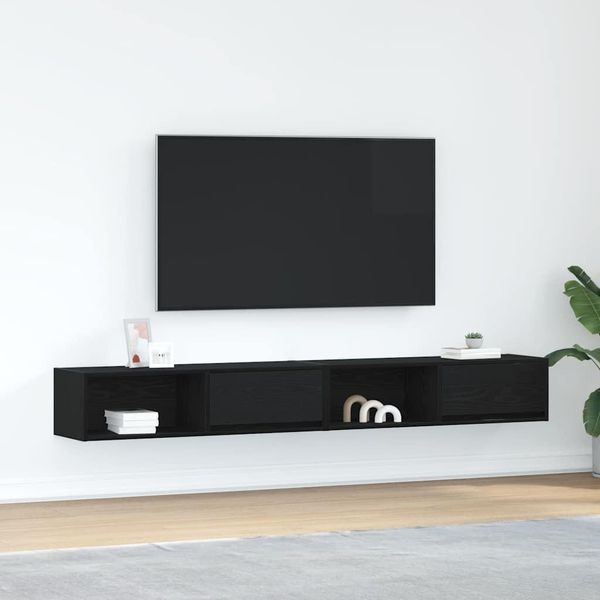 Syfax™ Mobili Tv 2 Pz Rovere Nero 100X31X25,5 Cm In Legno Multistrato-image