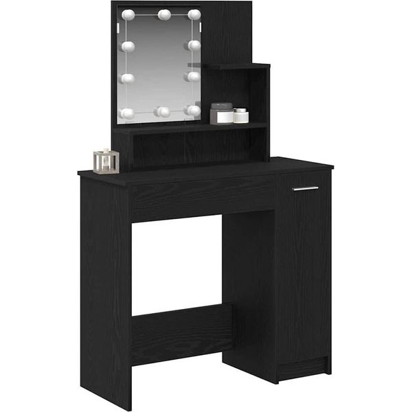 Syfax™ Tavolo Da Trucco Con Cassetto Rovere Nero 86,5 X 35 X 136 Cm-image