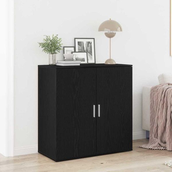 Maison Exclusive - Credenza Effetto Rovere Nero 79 X 38 X 80 Cm Materiale Ligneo-image
