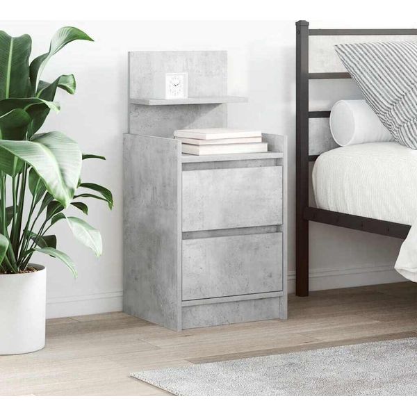 Maison Exclusive - Comodino Con 2 Cassetti Grigio Cemento 38X34X80 Cm-image