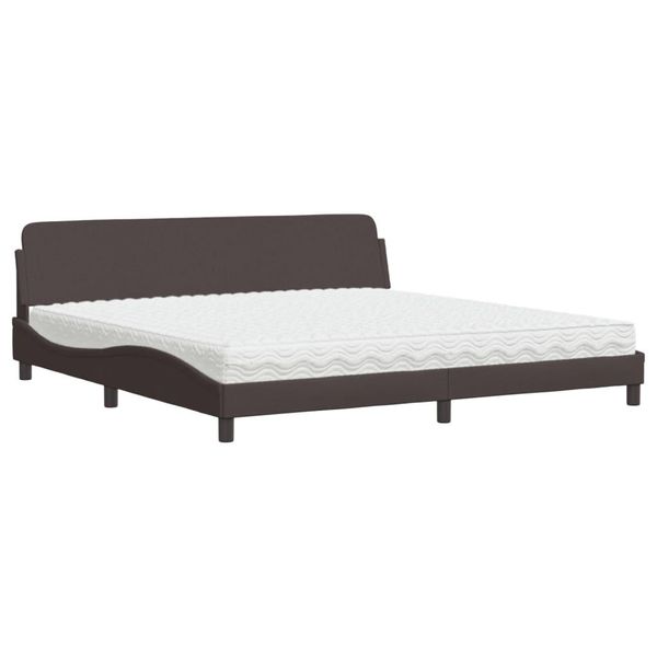 Syfax™ Letto Con Materasso Dover Marrone Scuro 200X200 Cm In Tessuto-image