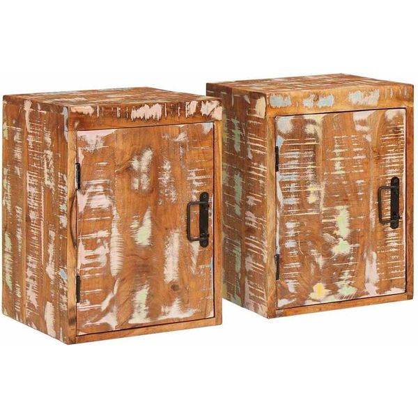 Syfax™ Comodino 2 Pcs Marrone Legno Massello Di Recupero-image