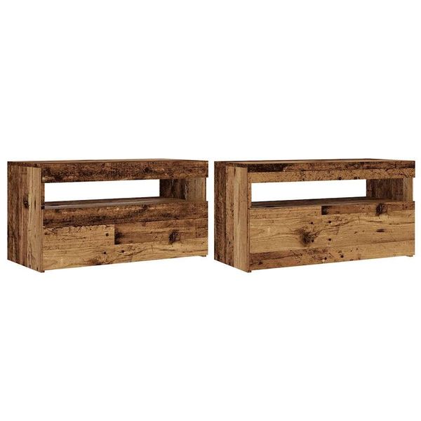 Syfax™ Mobili Porta Tv Con Led 2 Pz Legno Antico In Legno Multistrato-image