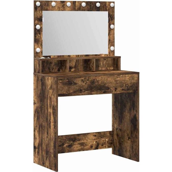 Syfax™ Tavolo Da Trucco Con Lo Scaffale Rovere Fumé 75,5 X 41 X 135 Cm-image