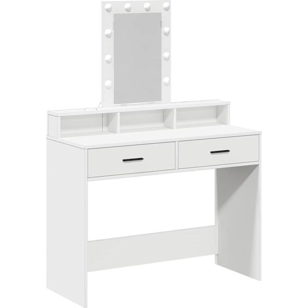 Syfax™ Tavolo Da Trucco Bianco 100 X 41 X 140 Cm Legno Multistrato-image
