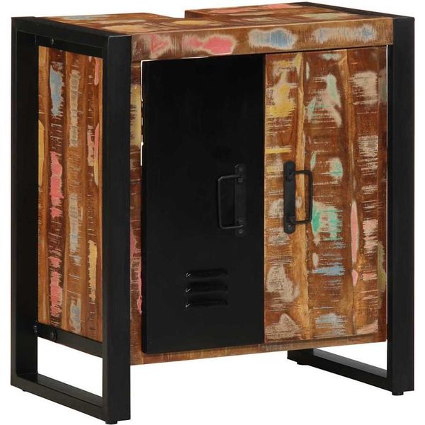 Syfax™ Mobile Da Bagno Con Porta Marrone Legno Recuperato Massello-image