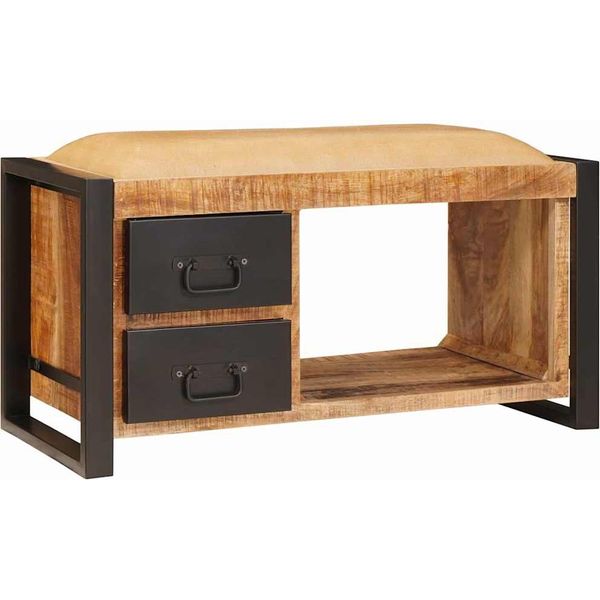Syfax™ Panchina Con Contenitore Marrone Legno Massello Di Mango-image