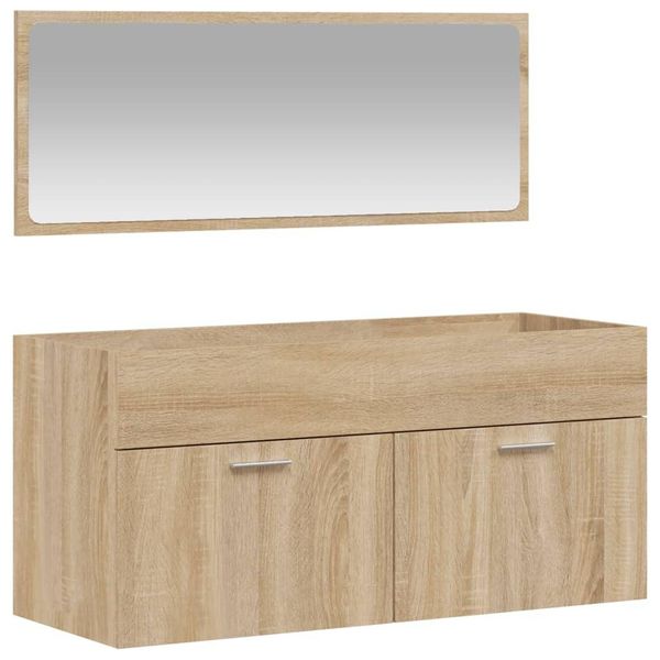 Syfax™ Mobile Da Bagno Con Specchio Rovere Sonoma In Legno Multistrato-image