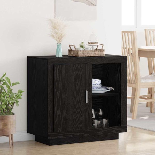 Vidaxl Credenza Look Rovere Nero 40 X 80 X 75 Cm Materiale A Base Di Legno-image