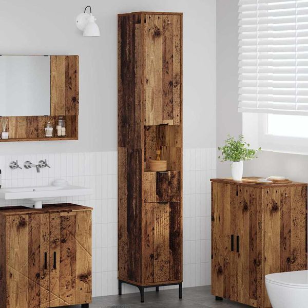 Syfax™ Mobile Da Bagno Con Cassetto Legno Vecchio 31,5 X 33 X 190 Cm-image