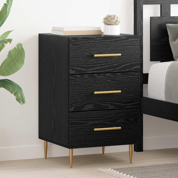 Vidaxl Comodino Look Rovere Nero 40 X 40 X 66 Cm Materiale A Base Di Legno-image
