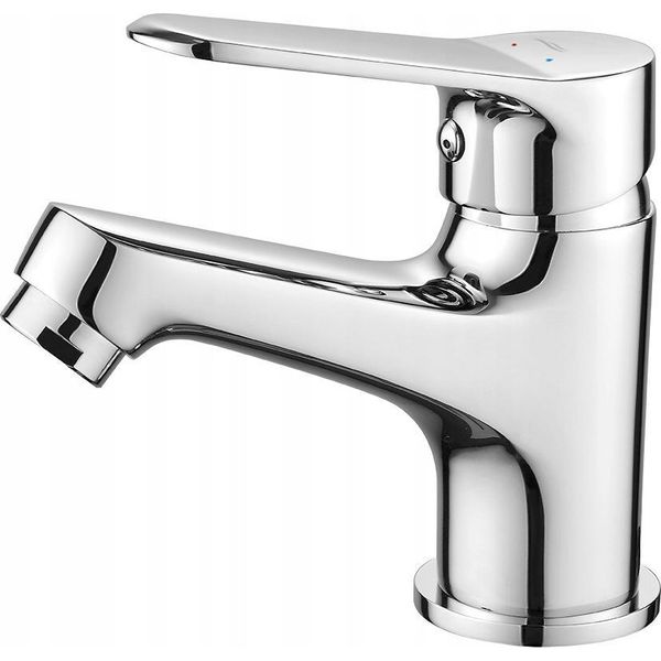 Elegante Miscelatore Per Lavabo Cromato Con Miscelatore Monocomando Click-Clack E Testa In Ceramica-image