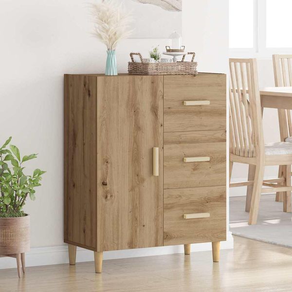 Vidaxl Credenza Artigianale In Rovere 34 X 69,5 X 90 Cm Materiale A Base Di Legno-image