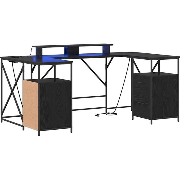 Syfax™ Scrivania Rovere Nero 182 X 101 X 87,5 Cm Legno Multistrato-image