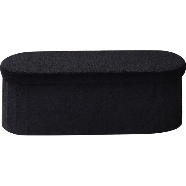 Succebuy Pouf Pieghevole Con Vano Portaoggetti (Ovale), Sgabello Imbottito Pieghevole Con Capacità Di Carico Fino A 299,37 Kg, Dimensioni: 11 X 38 X 38 Cm, Contenitore Per Soggiorno, Camera Da Letto E Corridoio, Nero-image