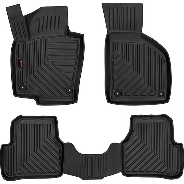 Tappetini Auto In Gomma 3D Wielganizator Per Volkswagen Passat B7 Berlina, Station Wagon, Variant, Alltrack (2010-2014) – Neri, Bordo Alto, Set 4 Pz-image